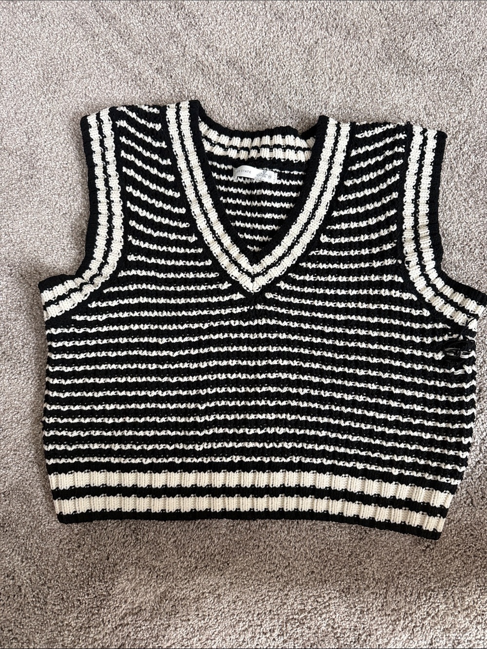 Altar'd State Black & White Striped V-Neck Sweater Vest